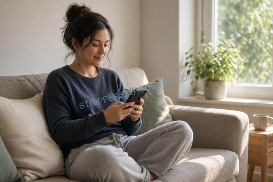 dancer checking a booking calendar on her phone