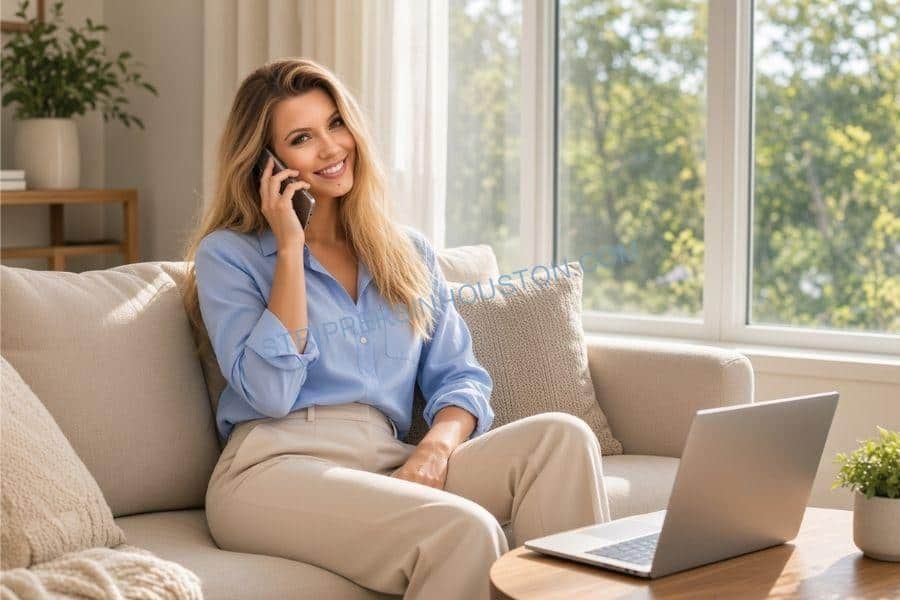 woman taking a phone call