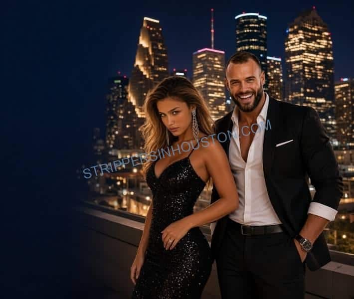 dancers standing in front of the city skyline