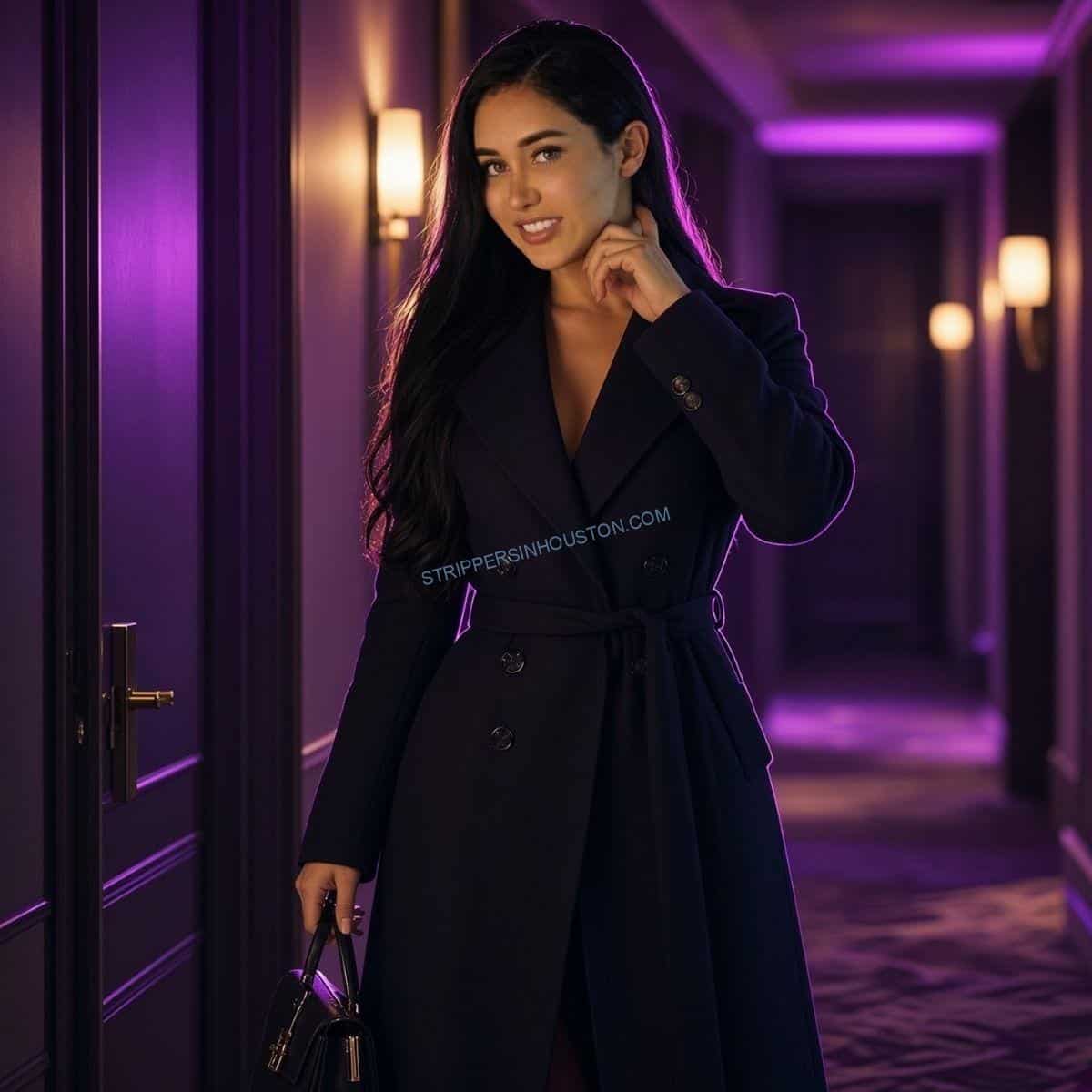 Private stripper arriving discreetly at a Houston hotel